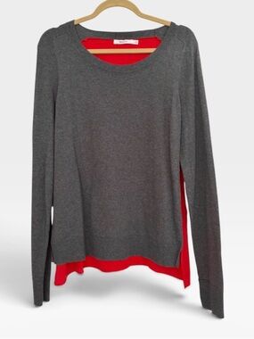 Bailey 44 Grey and Red Crossover Back Sweater